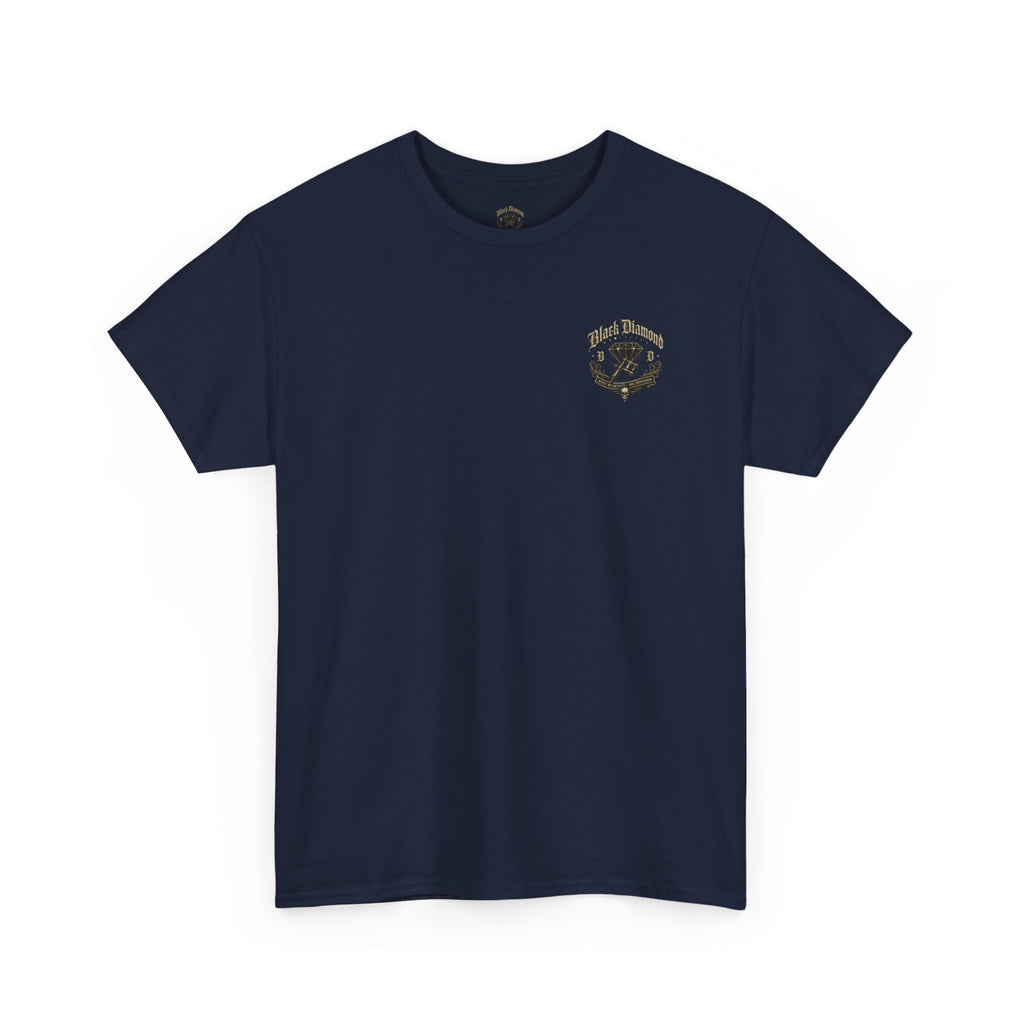 Vintage Black Diamond Graphic Tee — Skull & Gem Tattoo-Inspired Back Print