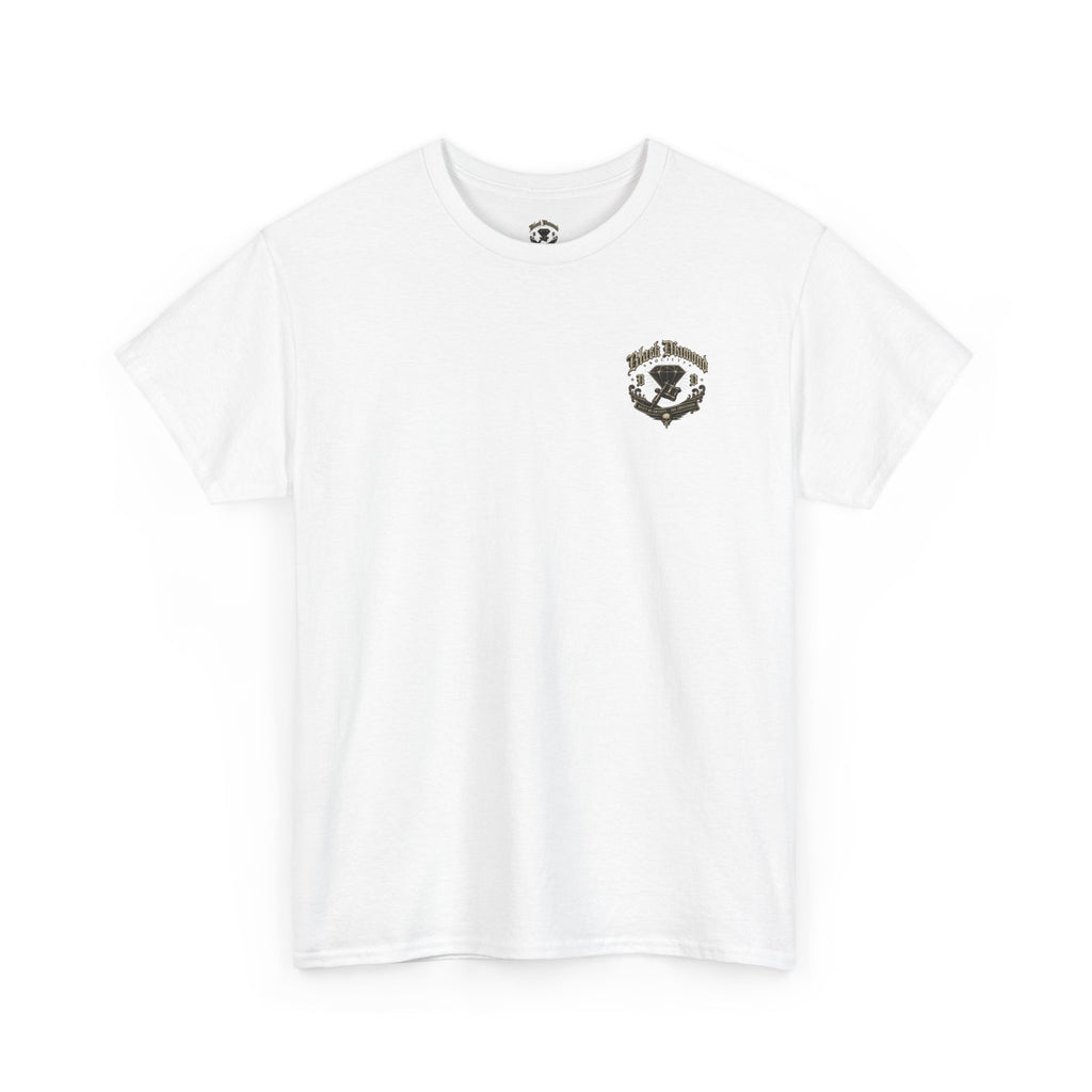 Vintage Black Diamond Graphic Tee — Skull & Gem Tattoo-Inspired Back Print