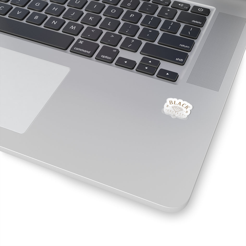 Black Diamond Society Kiss‑Cut Sticker — Small Vintage Logo Decal for Laptops & Water Bottles
