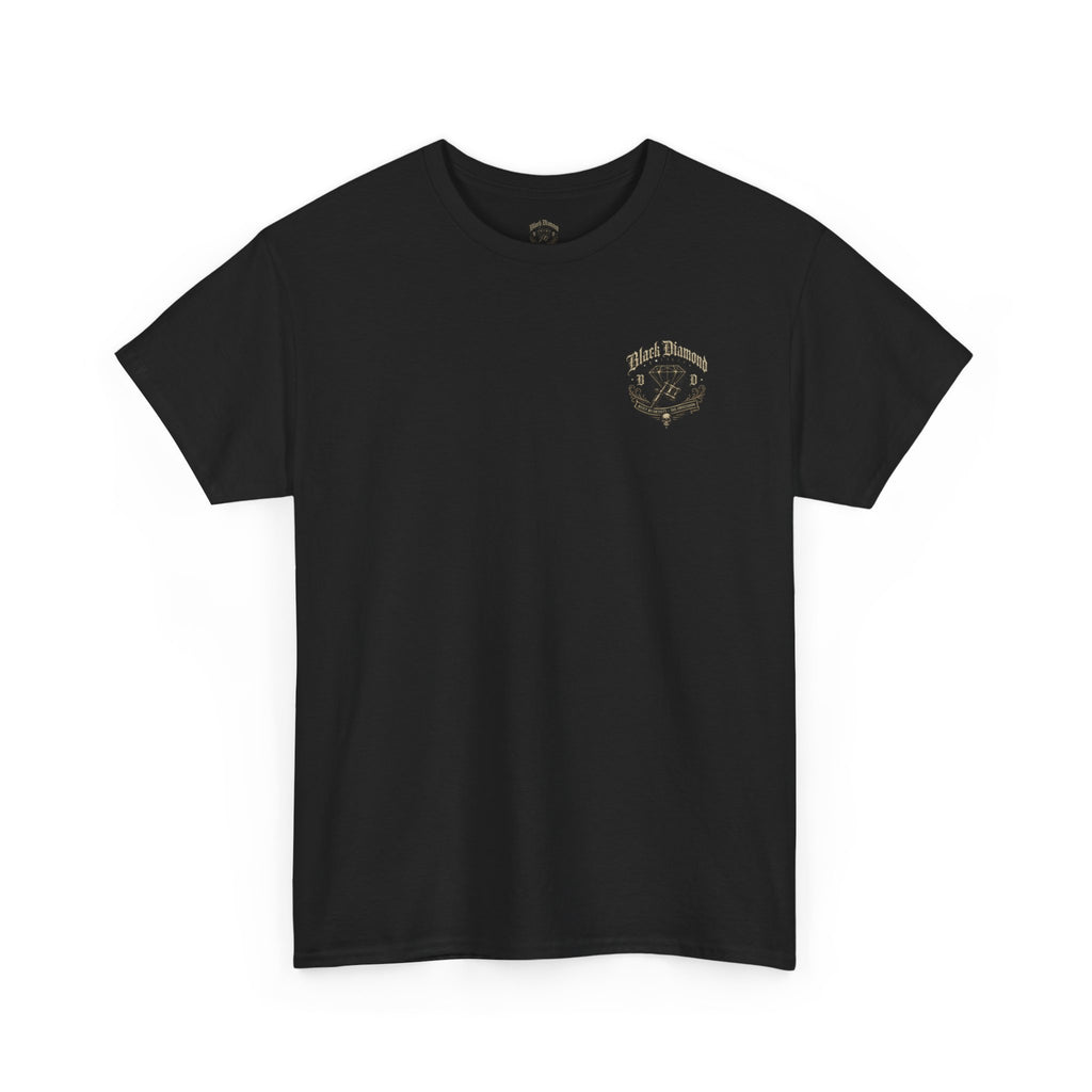 Vintage Black Diamond Graphic Tee — Skull & Gem Tattoo-Inspired Back Print