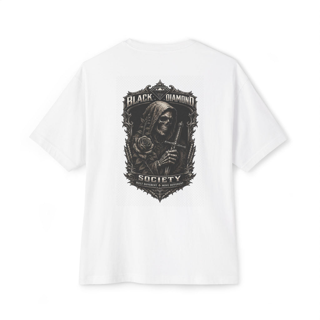 Reaper Graphic Tee — "Black Diamond Society" Oversized Boxy T‑Shirt