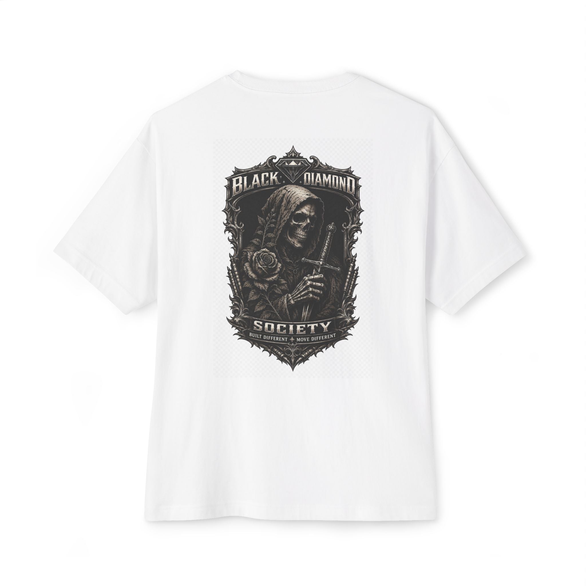 Reaper Graphic Tee — "Black Diamond Society" Oversized Boxy T‑Shirt