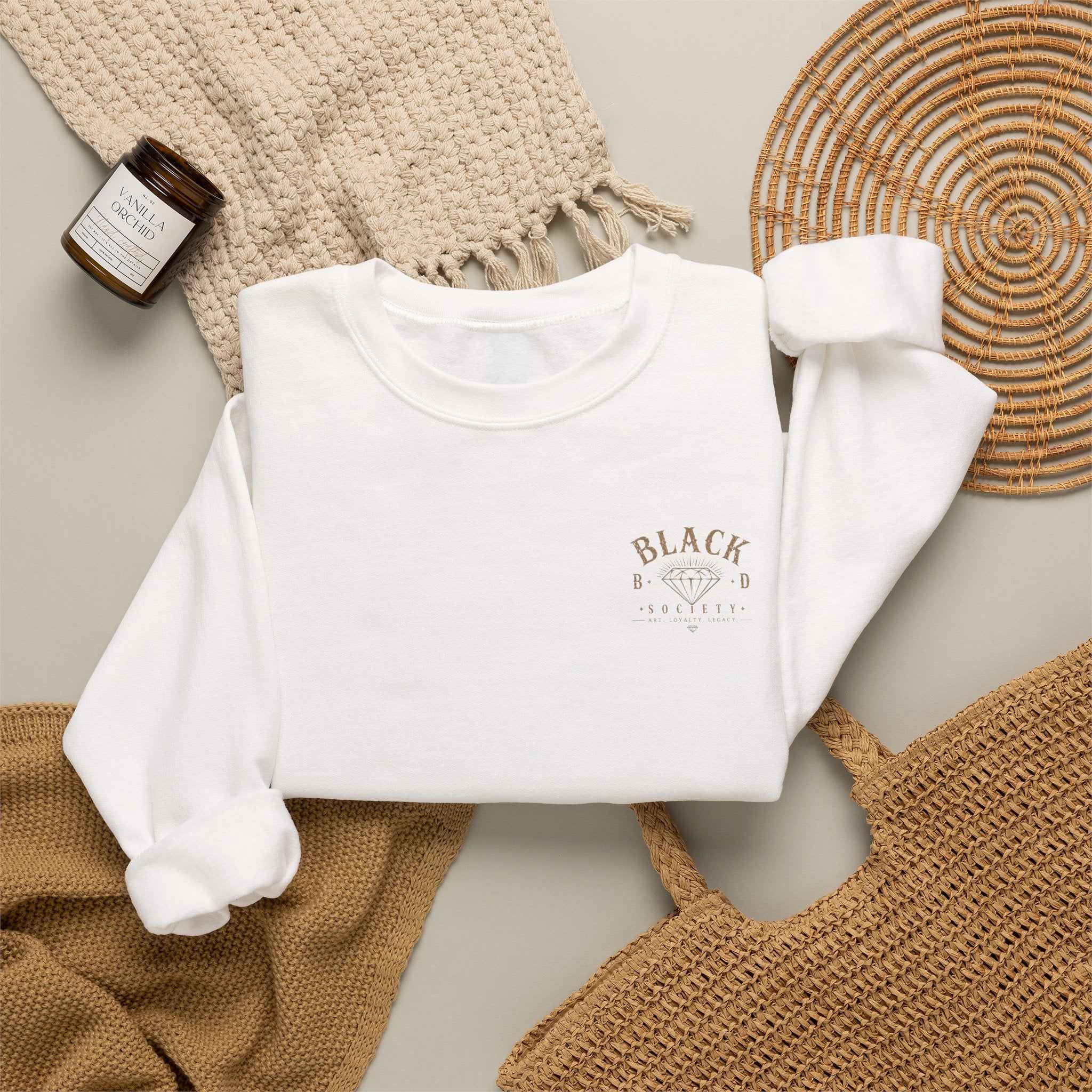 Minimal 'Black Diamond' Crewneck Sweatshirt – Subtle Chest Logo