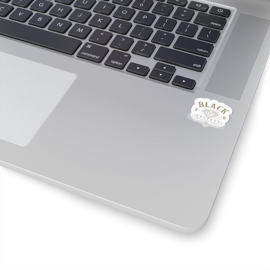Black Diamond Society Kiss‑Cut Sticker — Small Vintage Logo Decal for Laptops & Water Bottles