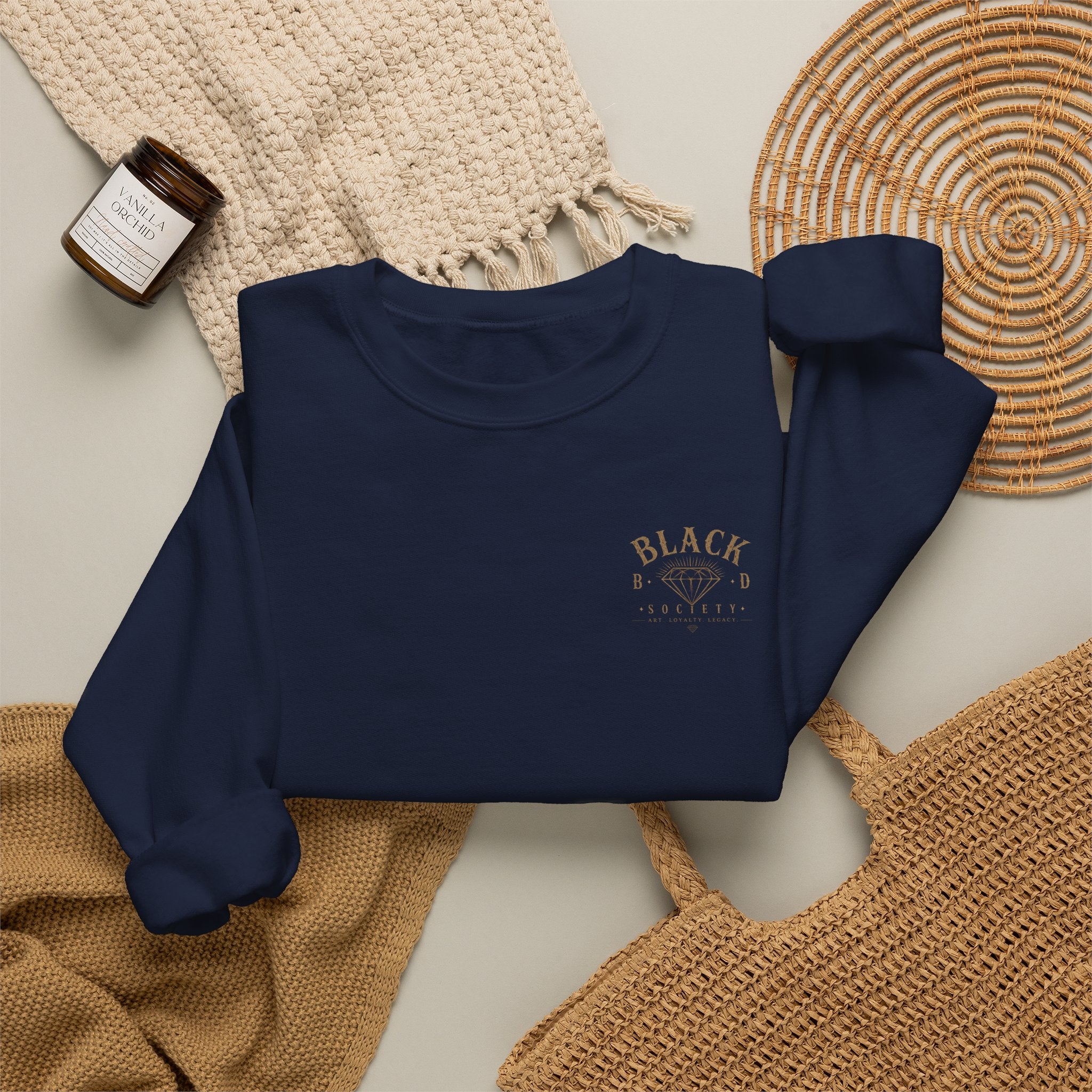 Minimal 'Black Diamond' Crewneck Sweatshirt – Subtle Chest Logo