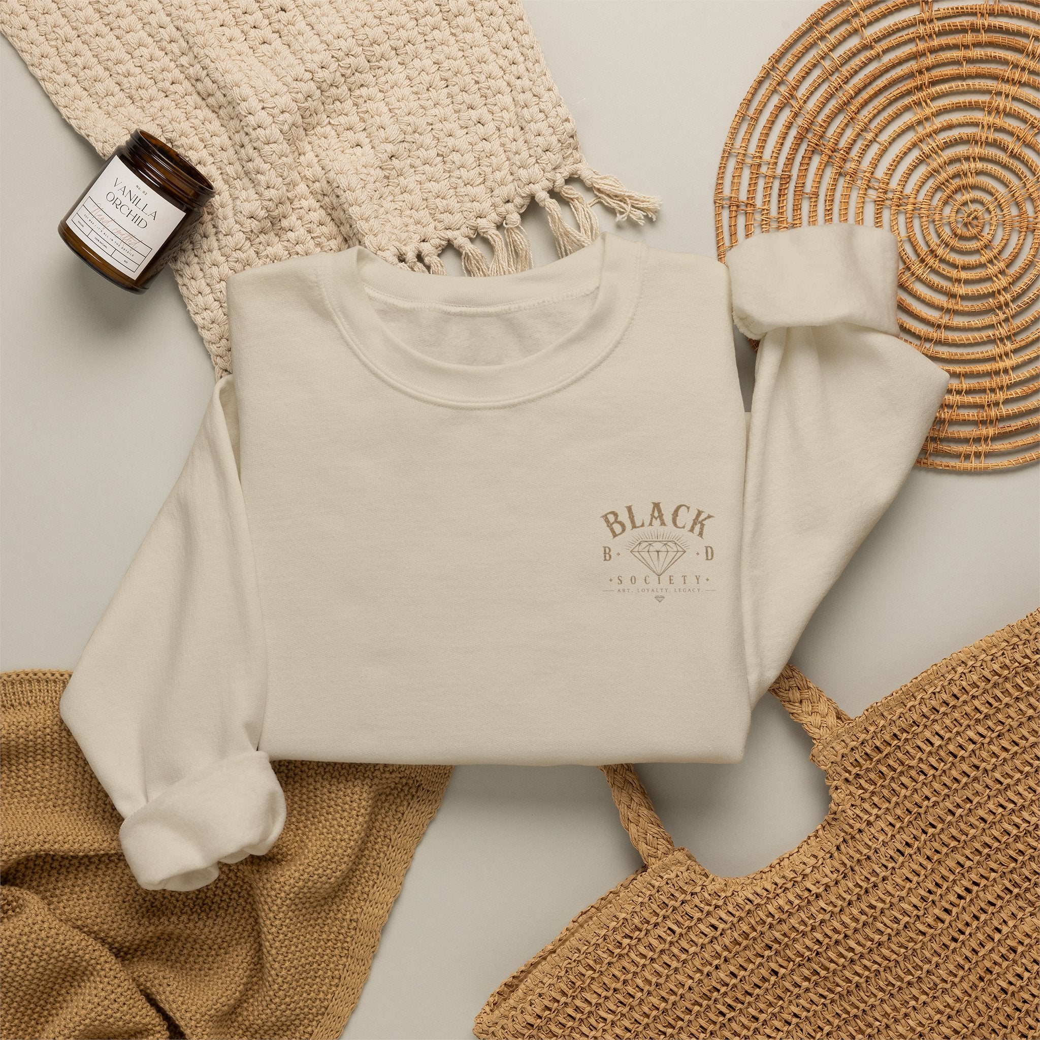 Minimal 'Black Diamond' Crewneck Sweatshirt – Subtle Chest Logo