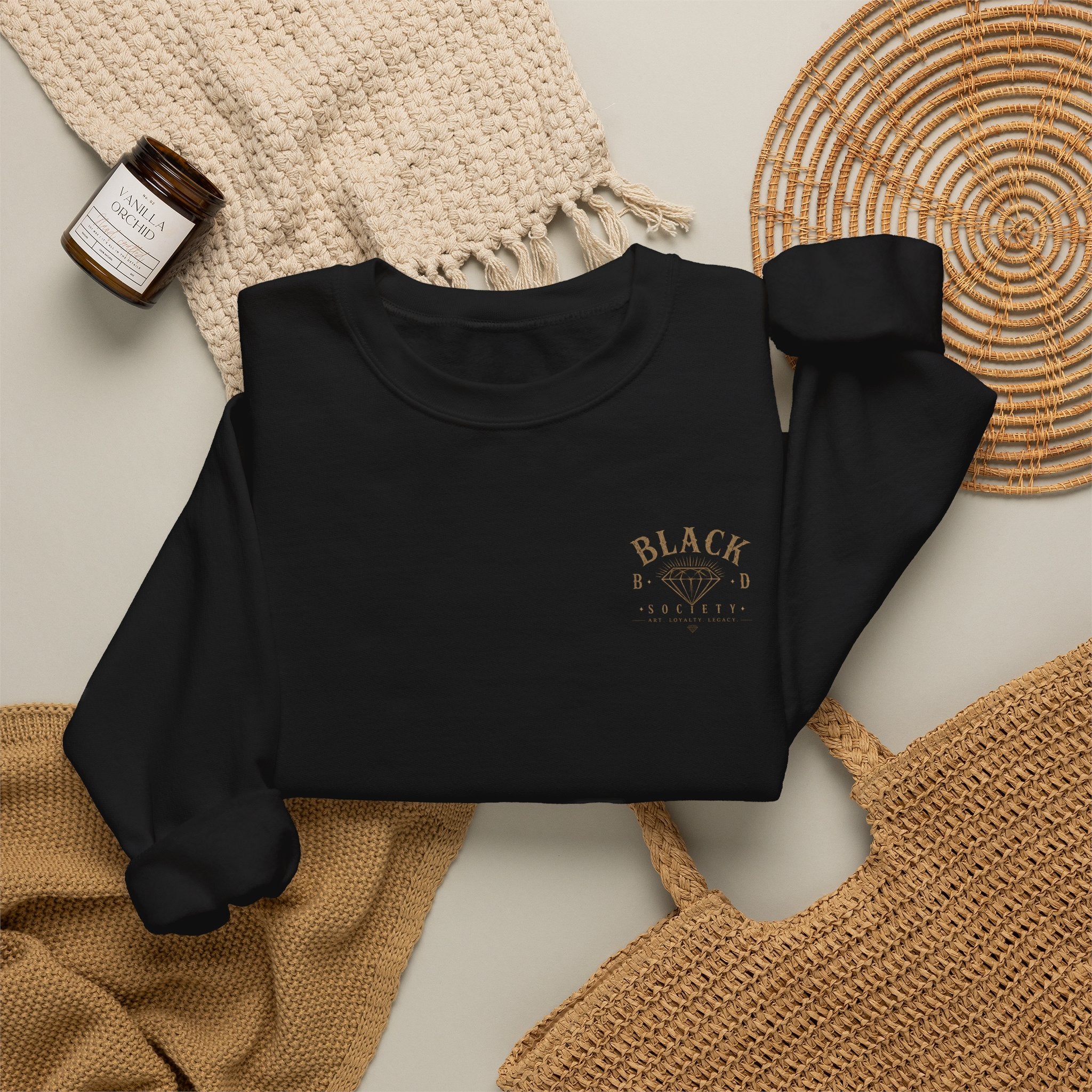 Minimal 'Black Diamond' Crewneck Sweatshirt – Subtle Chest Logo
