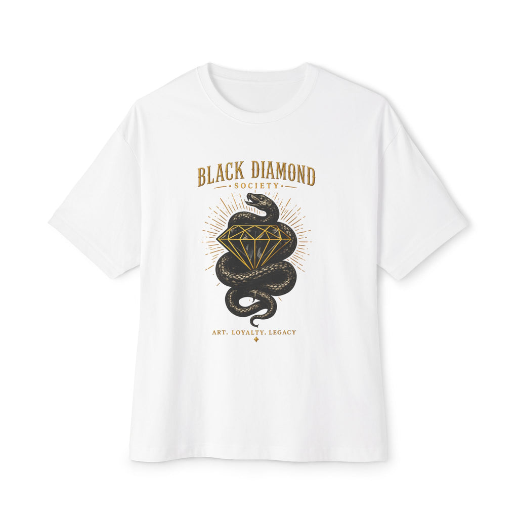 Black Diamond Society Snake Tee — Graphic Oversized Boxy T‑Shirt