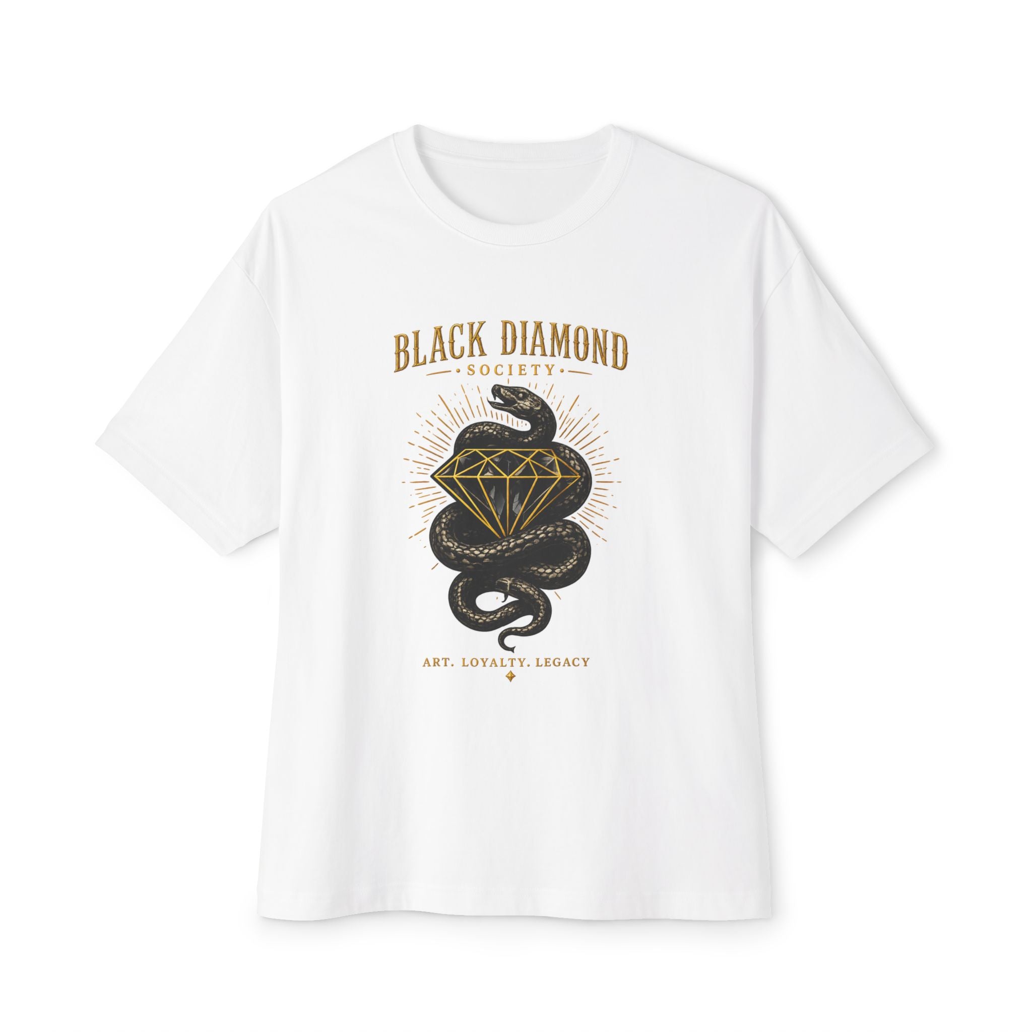 Black Diamond Society Snake Tee — Graphic Oversized Boxy T‑Shirt